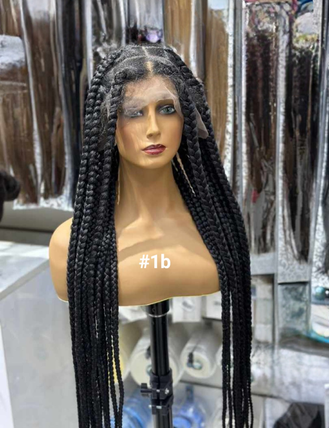 Long Box Braid Wig Heat Resistant Fiber Knotless Braided For Women - Natural Hair and Wigs