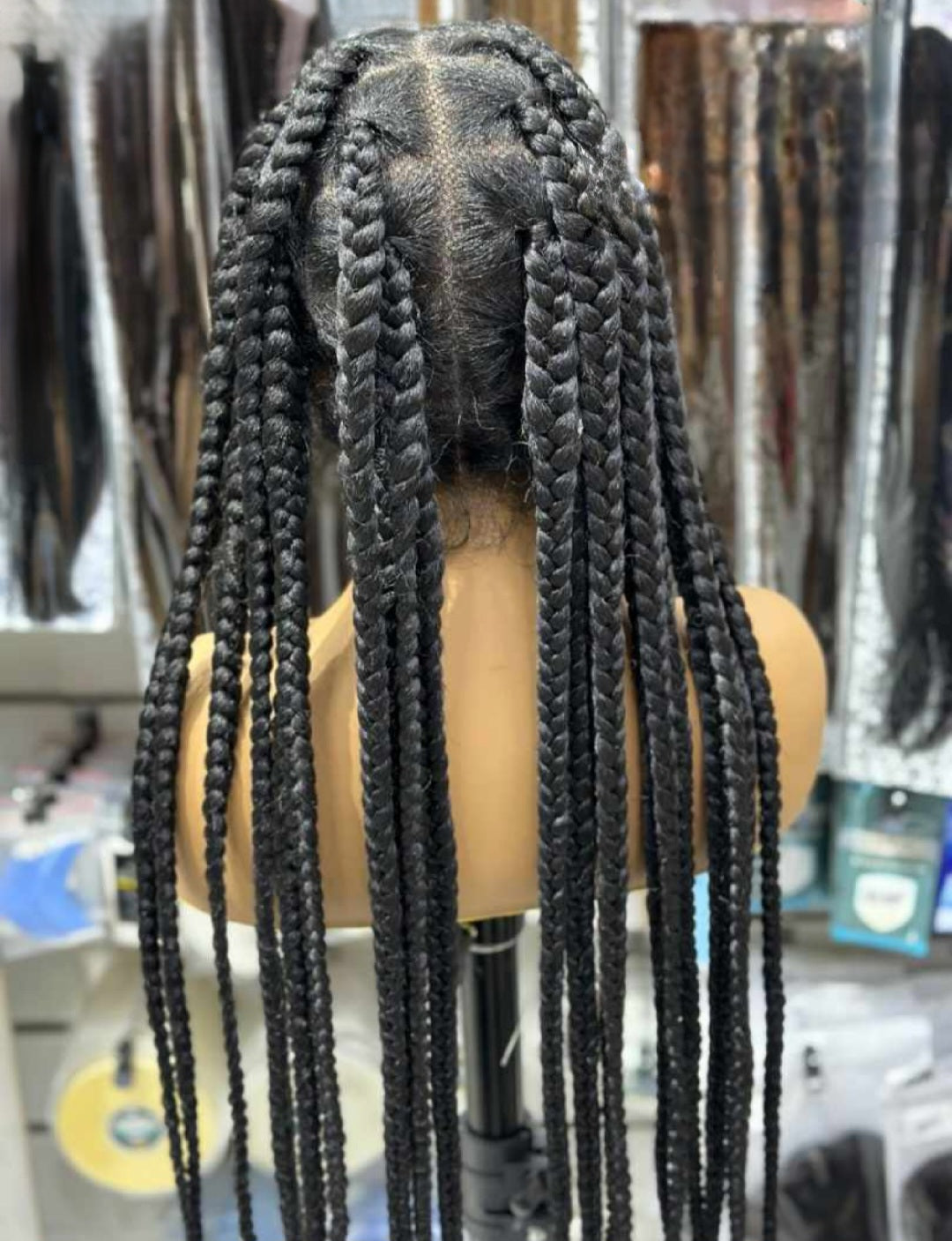 Long Box Braid Wig Heat Resistant Fiber Knotless Braided For Women - Natural Hair and Wigs