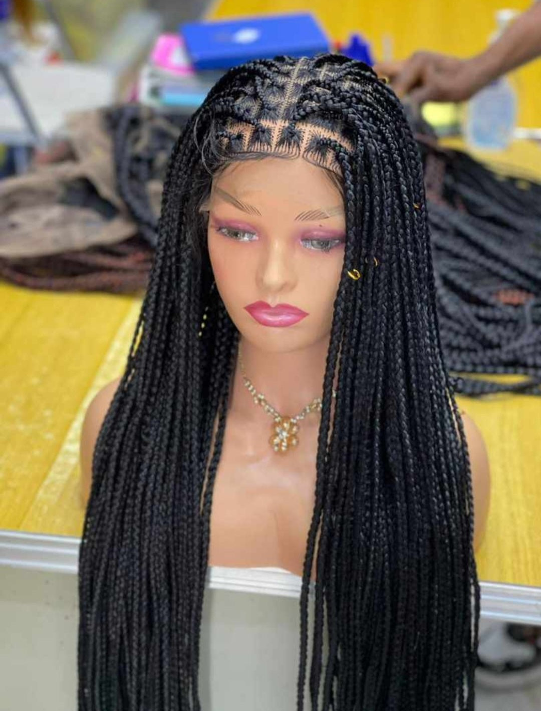 Braided Wig Box Braided Lace Wigs Fiber Full Lace Braided Wig - Natural Hair and Wigs