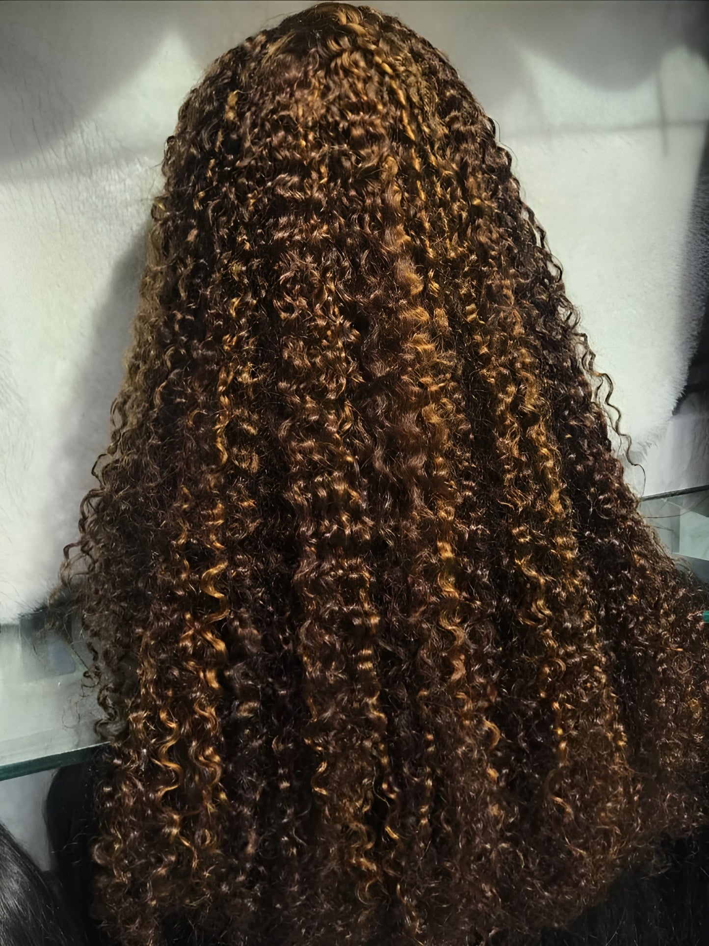 Premium Quality Highlights Ombre Human Hair Lace Front Curly Wig Dubai