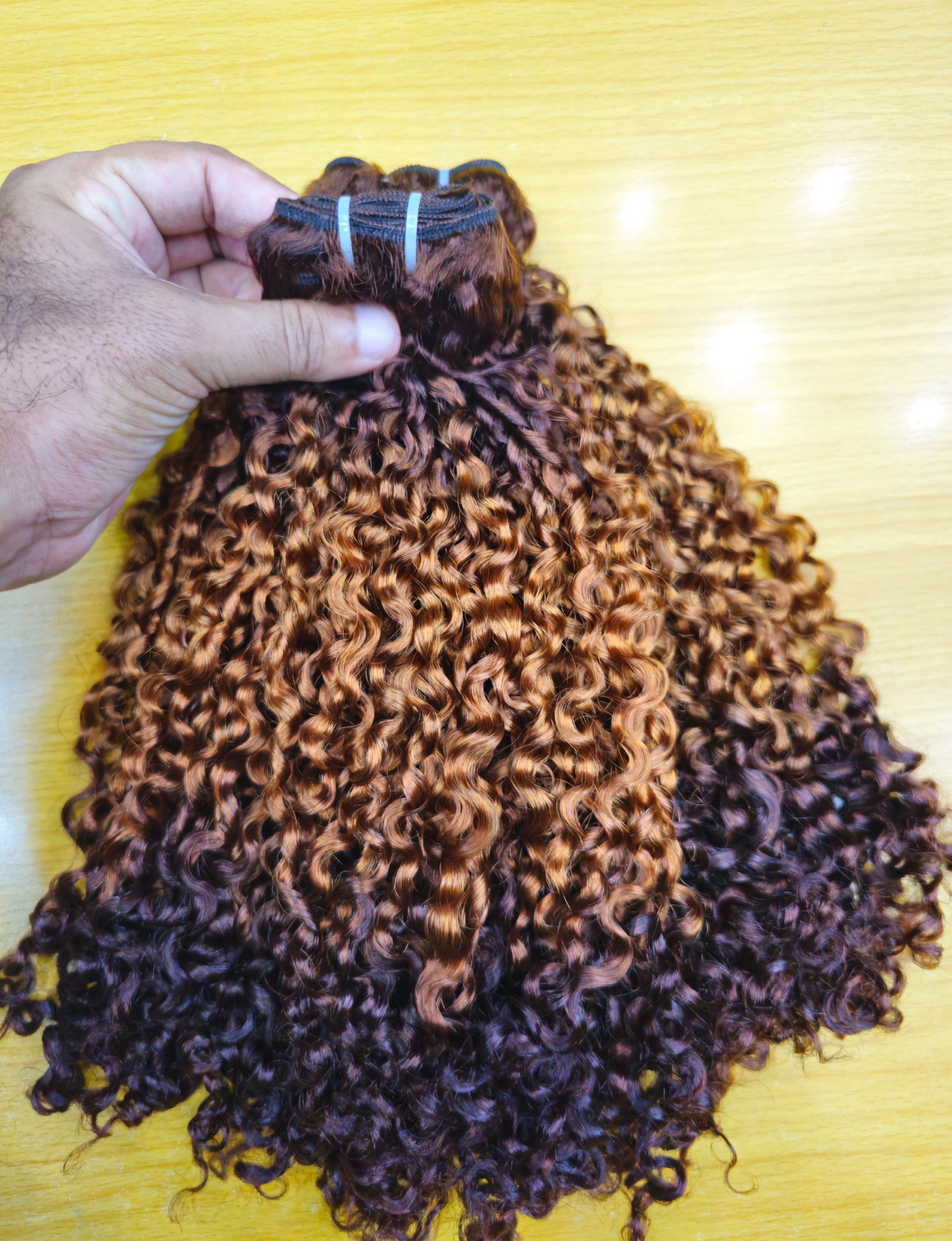 Best Quality Brown Highlight Curly Human Hair Bundles Premium Vietnami - Natural Hair and Wigs