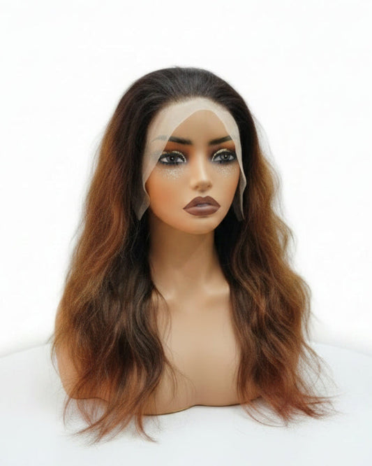 1B/4 body wave human hair wig dark brown with black rooted base