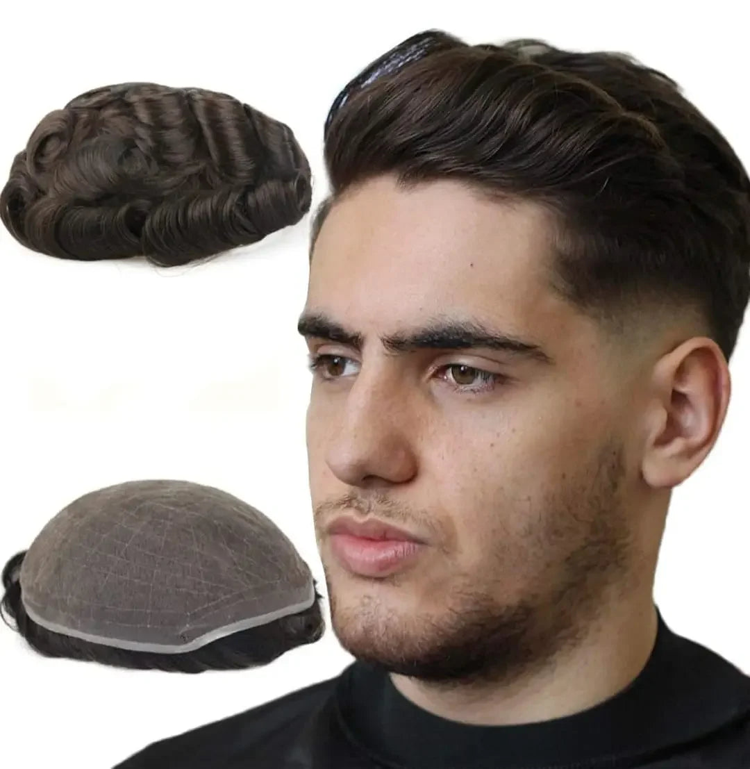 Full French Lace Cap, Undetectable Hair Systems for Men's Replacement - Natural Hair and Wigs