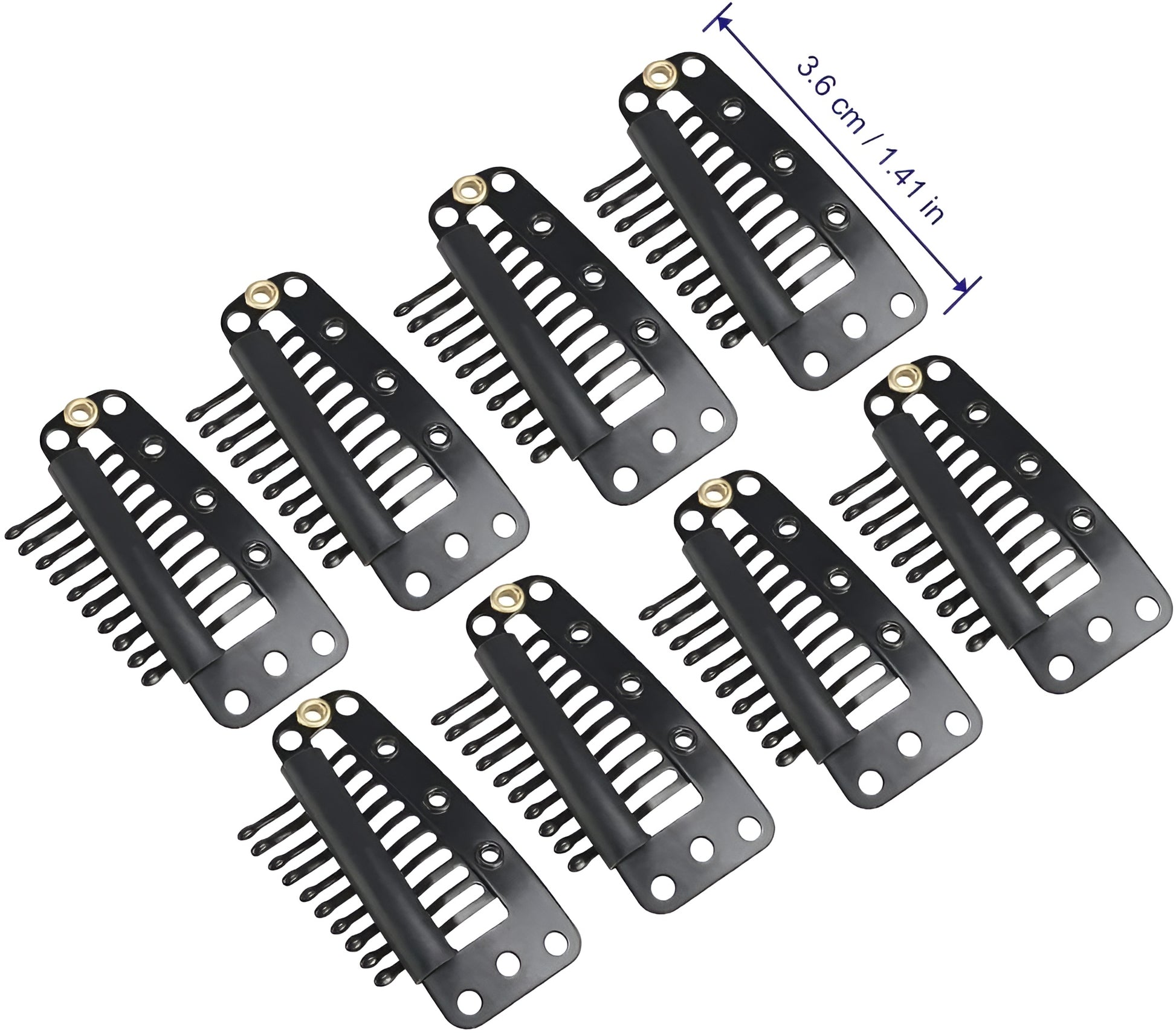 10-Teeth Snap-Comb Wig Clips with Silicone Rubber for Hair Extensions - 20 Pieces - Natural Hair and Wigs