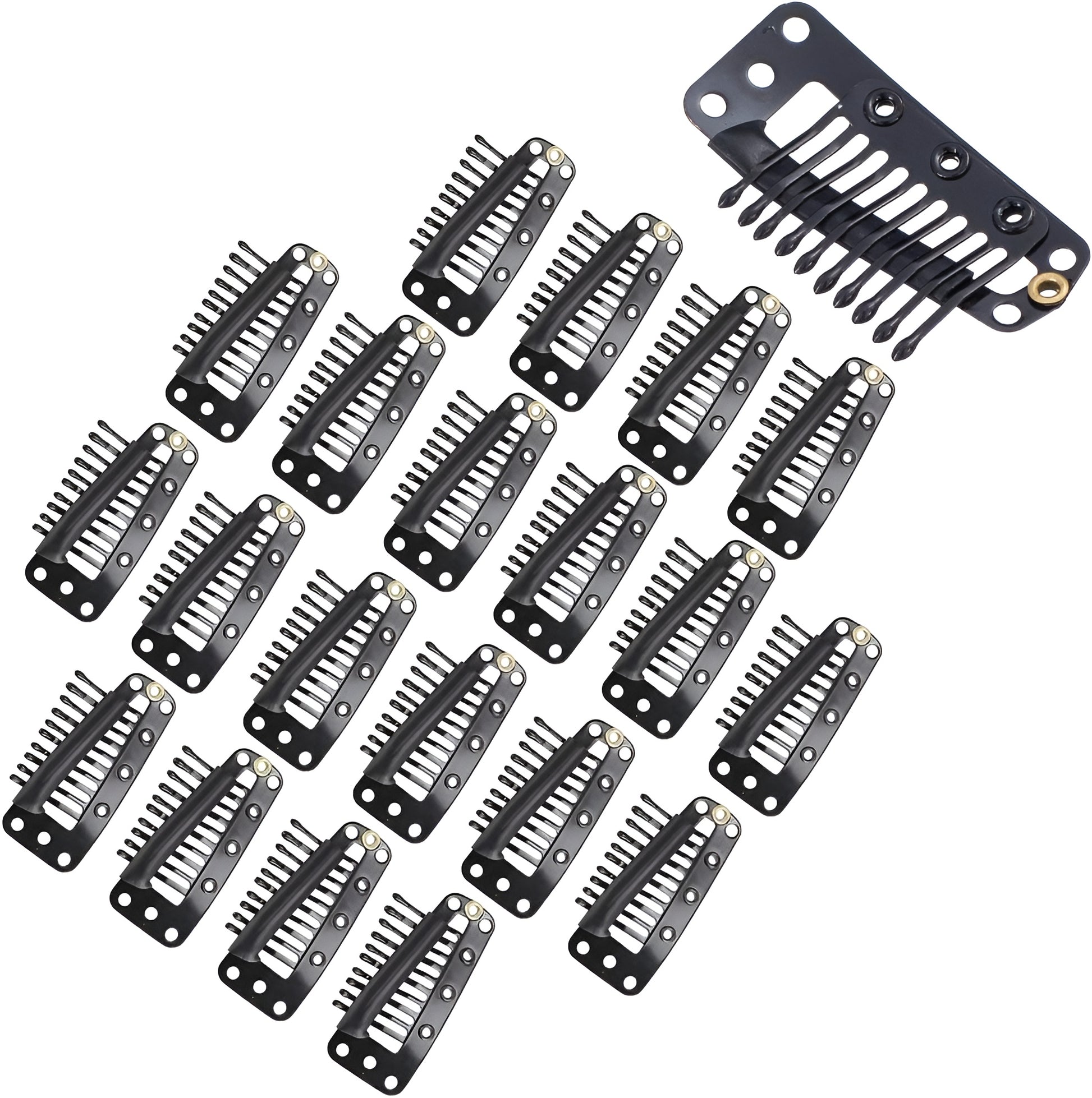 10-Teeth Snap-Comb Wig Clips with Silicone Rubber for Hair Extensions - 20 Pieces - Natural Hair and Wigs