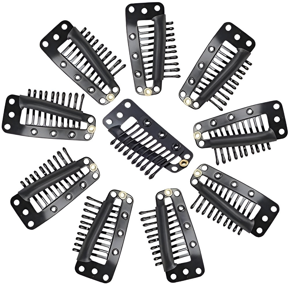 10-Teeth Snap-Comb Wig Clips with Silicone Rubber for Hair Extensions - 20 Pieces - Natural Hair and Wigs