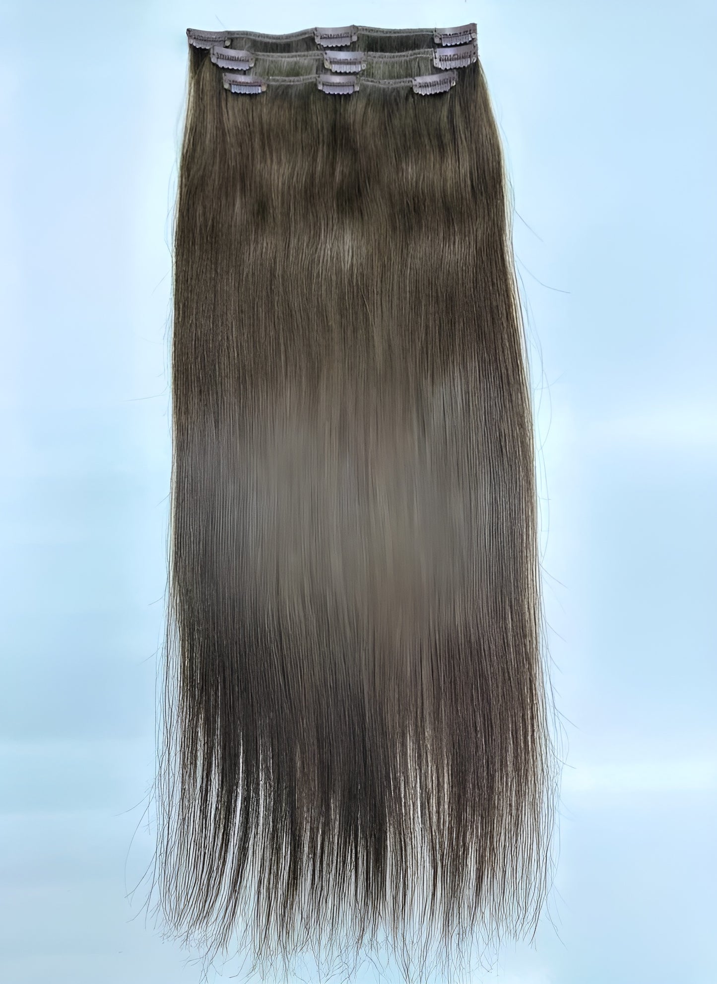 Clip In Extensions Dark Brown Peruvian Human Hair Clip In Set In Dubai - Natural Hair and Wigs