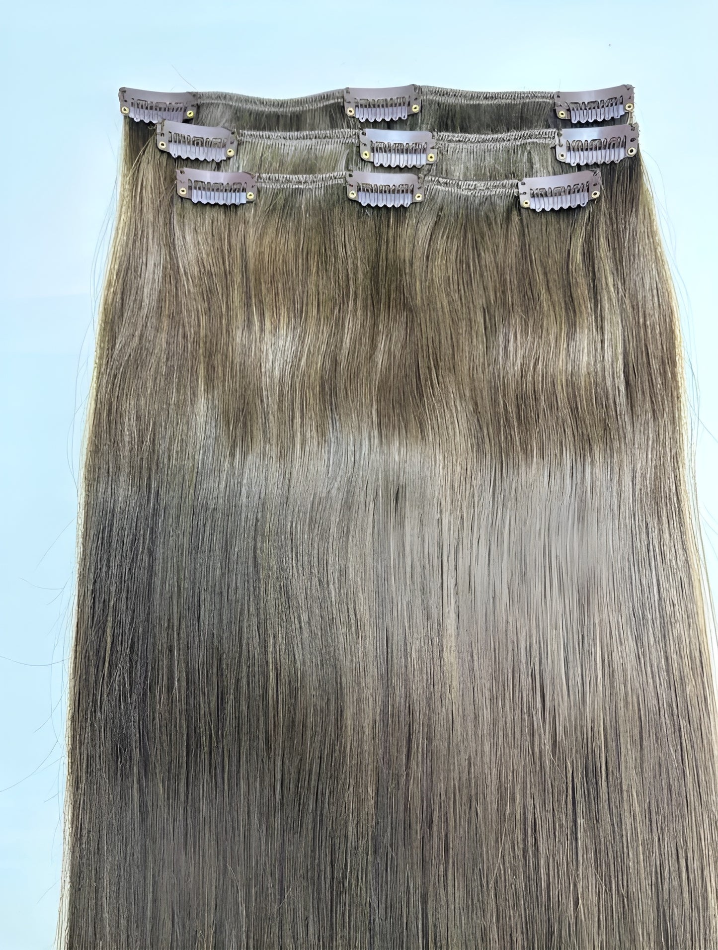 Clip In Extensions Dark Brown Peruvian Human Hair Clip In Set In Dubai - Natural Hair and Wigs