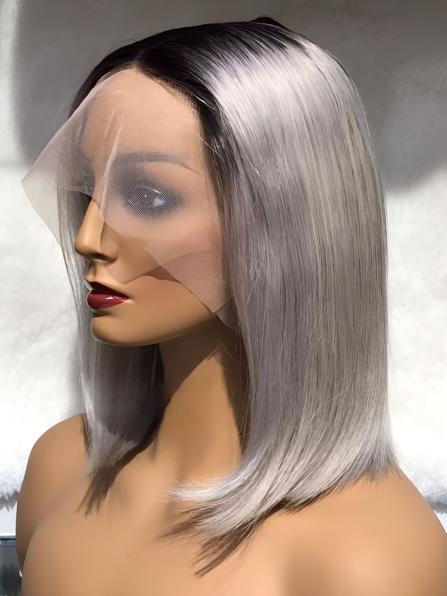 gray wigs in bob style