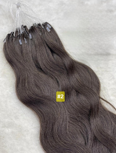 dark brown wavy micro link human hair extensions UAE