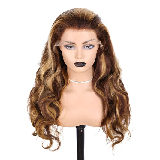 Highlighted Body Wave Lace Front Italian Wig for Women Ombre Wavy Wig Natural Hair and Wigs