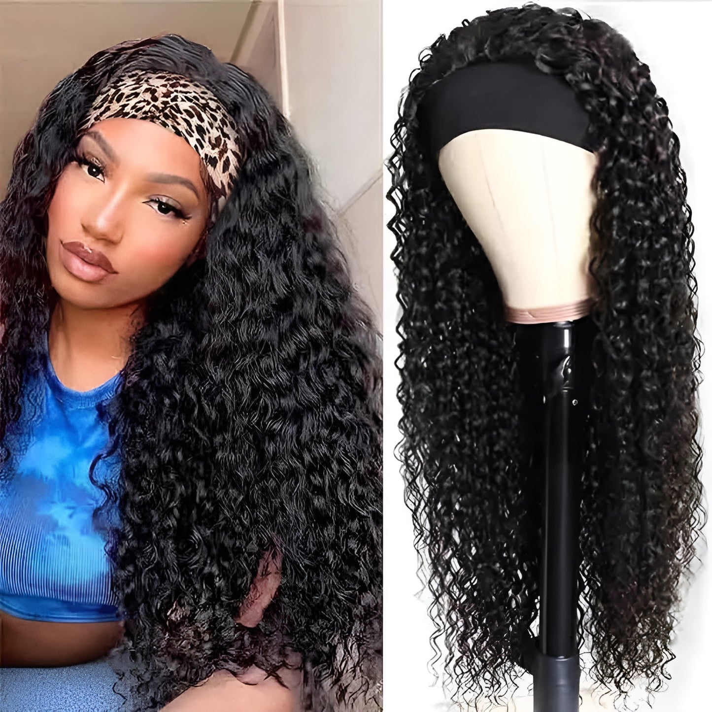 Human Hair Head Band Wig for Girls Straight, Wavy & Curly Italian Hair - Natural Hair and Wigs