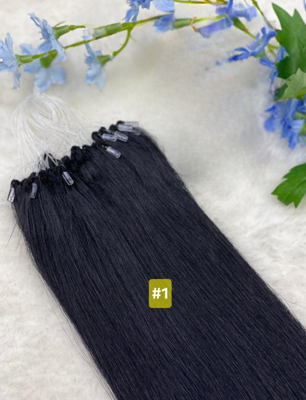 micro loop jet black human hair