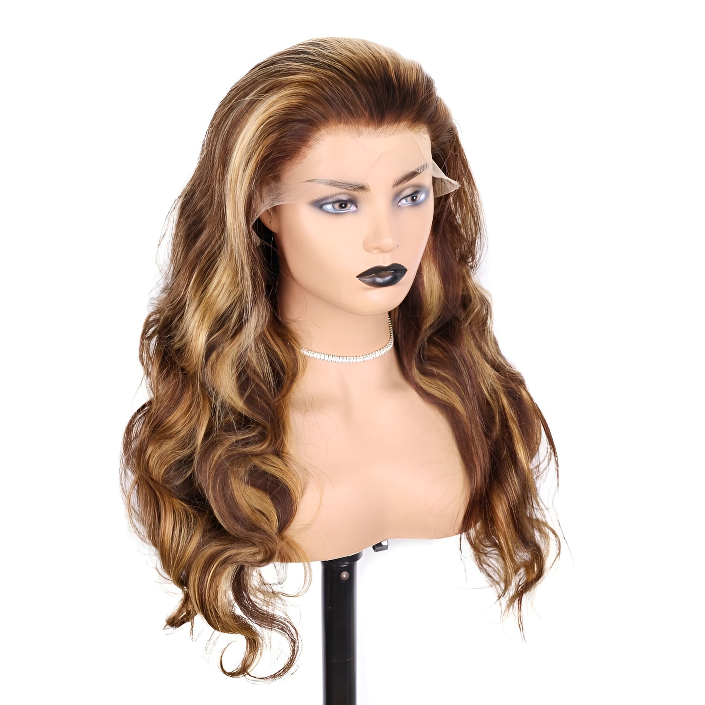 Highlighted Body Wave Lace Front Italian Wig for Women Ombre Wavy Wig