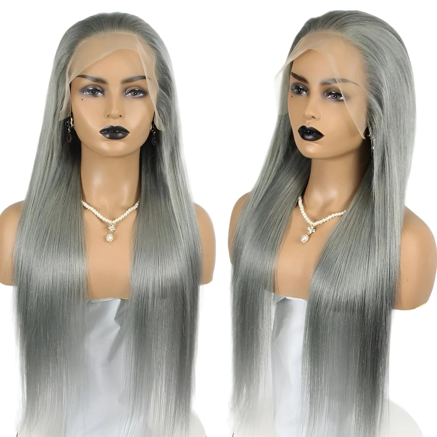 Gray human hair wigs with natural shine grey wig