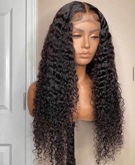 Virgin Italian Human Hair Glue Less Pre-Plucked 1b Cruly Lace Wig In Dubai