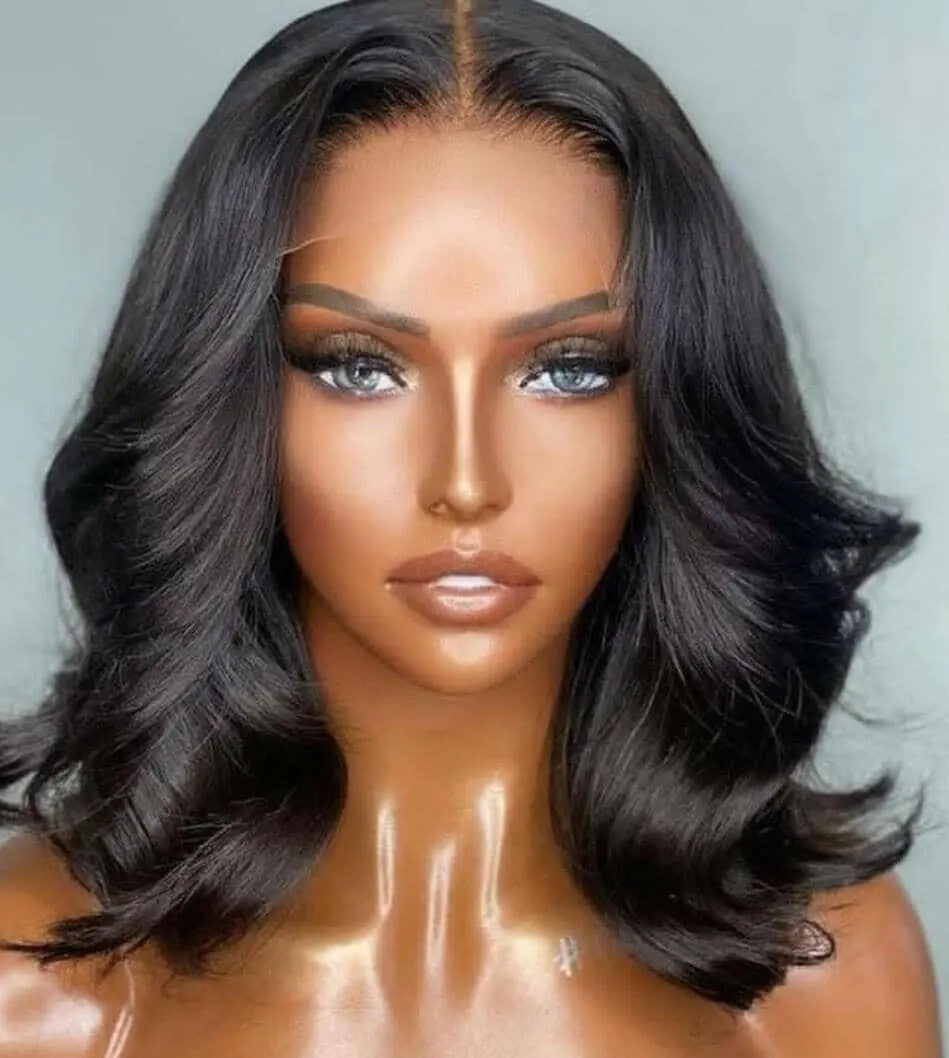 Human Hair Natural Body Wave Bob Lace Front Wig In Dubai Peruvian Hair - Natural Hair and Wigs