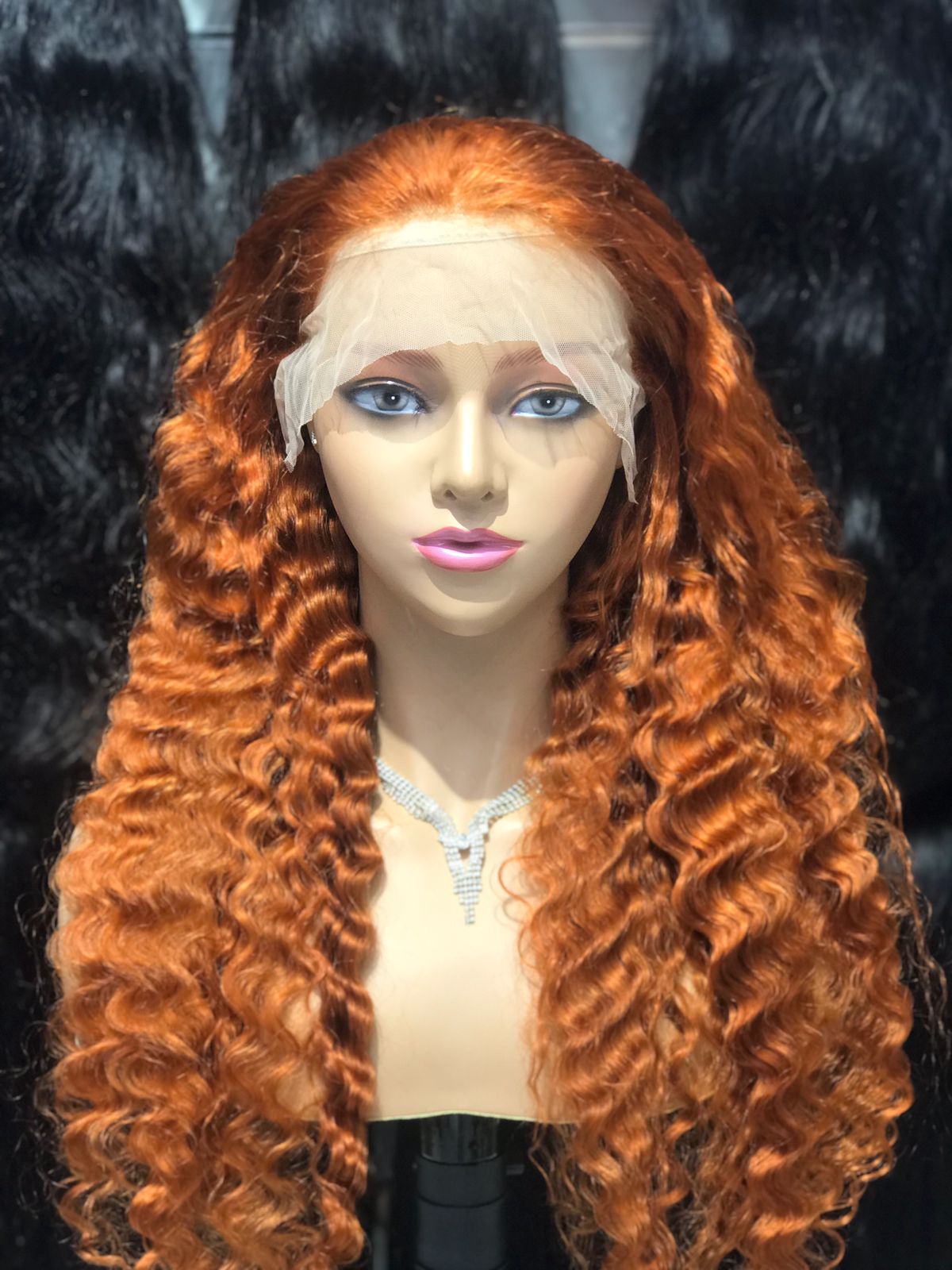 ginger orange curly lace wig