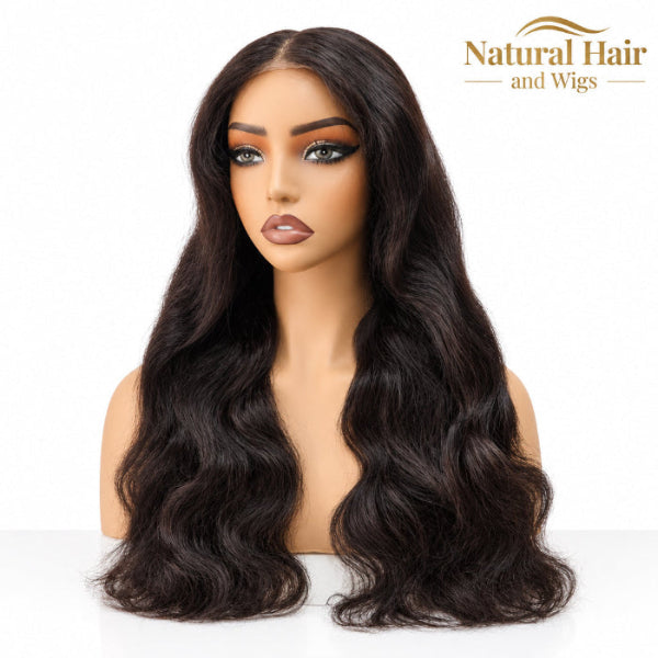Close-up of High Density Human Hair Glueless Wig texture and bleached knots.