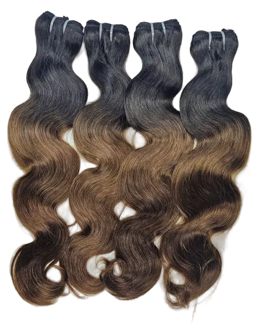 1B 4 Body Wave Human Hair. bundle hair 1b 4. 
Black and brown 1B 4 human hair bundles. 
1B 4 Body Wave Hair Bundles close-up.
