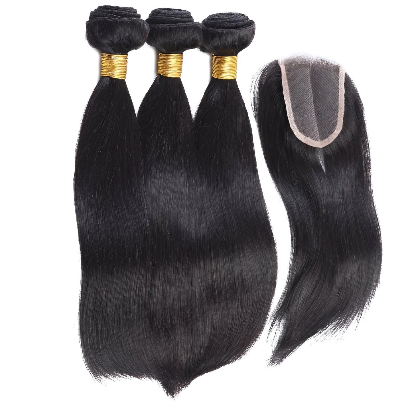 straight human hair bundles with closure