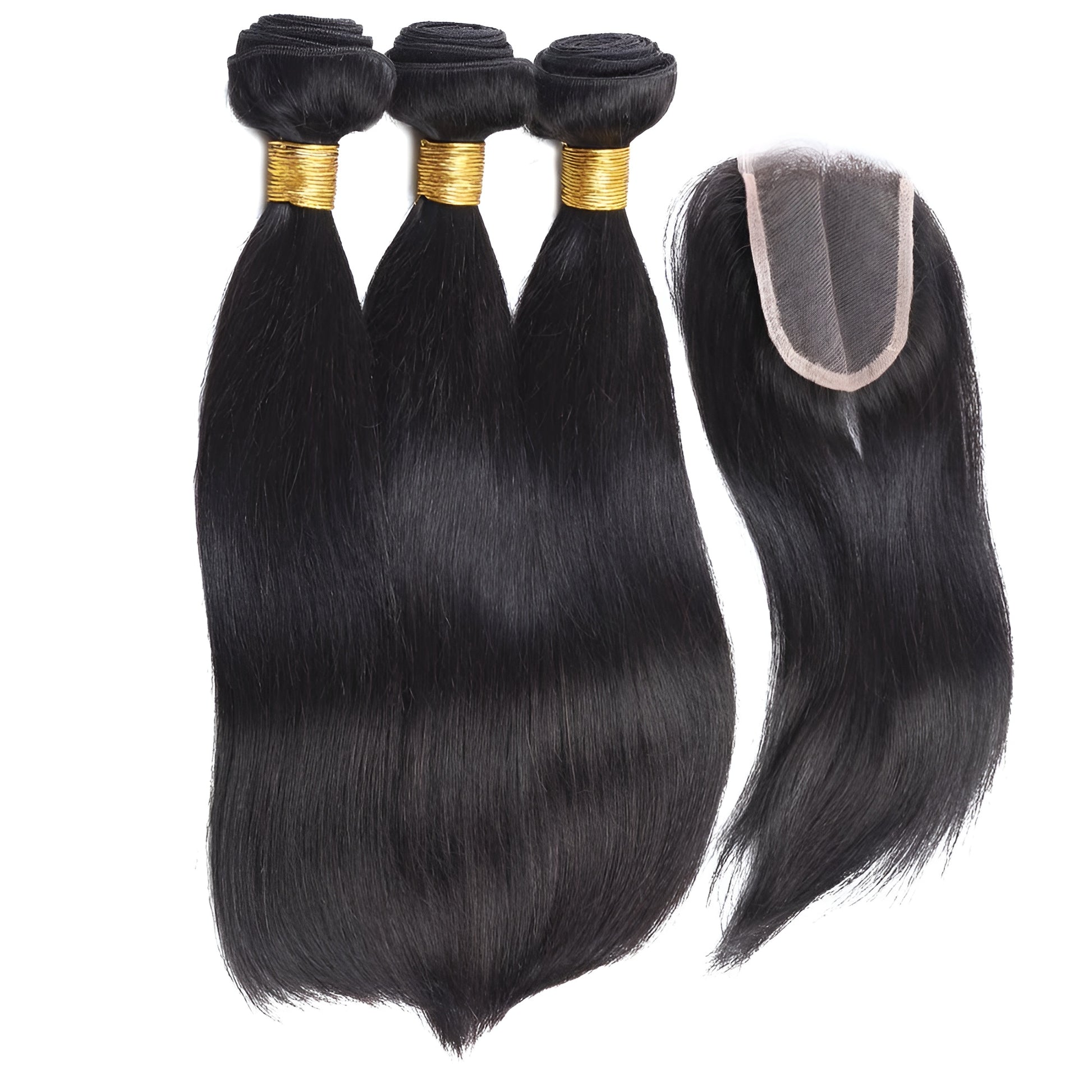 straight human hair bundles with closure