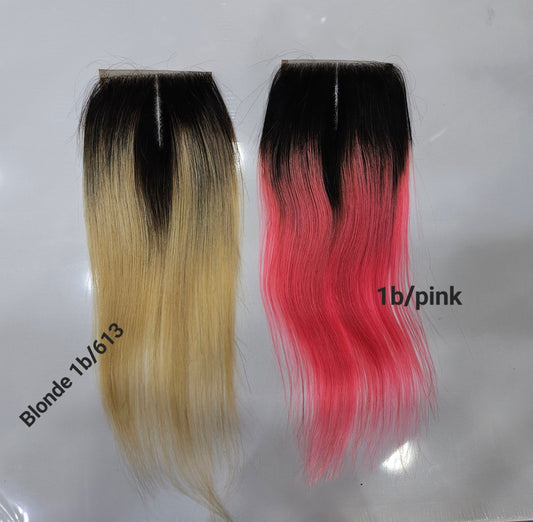 blonde human hair closure with black roots