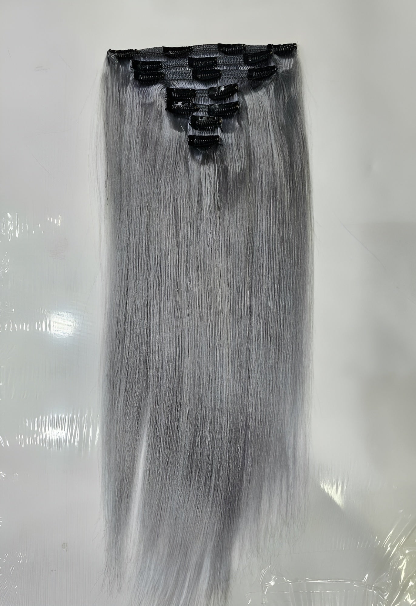 gray hair extensions clip