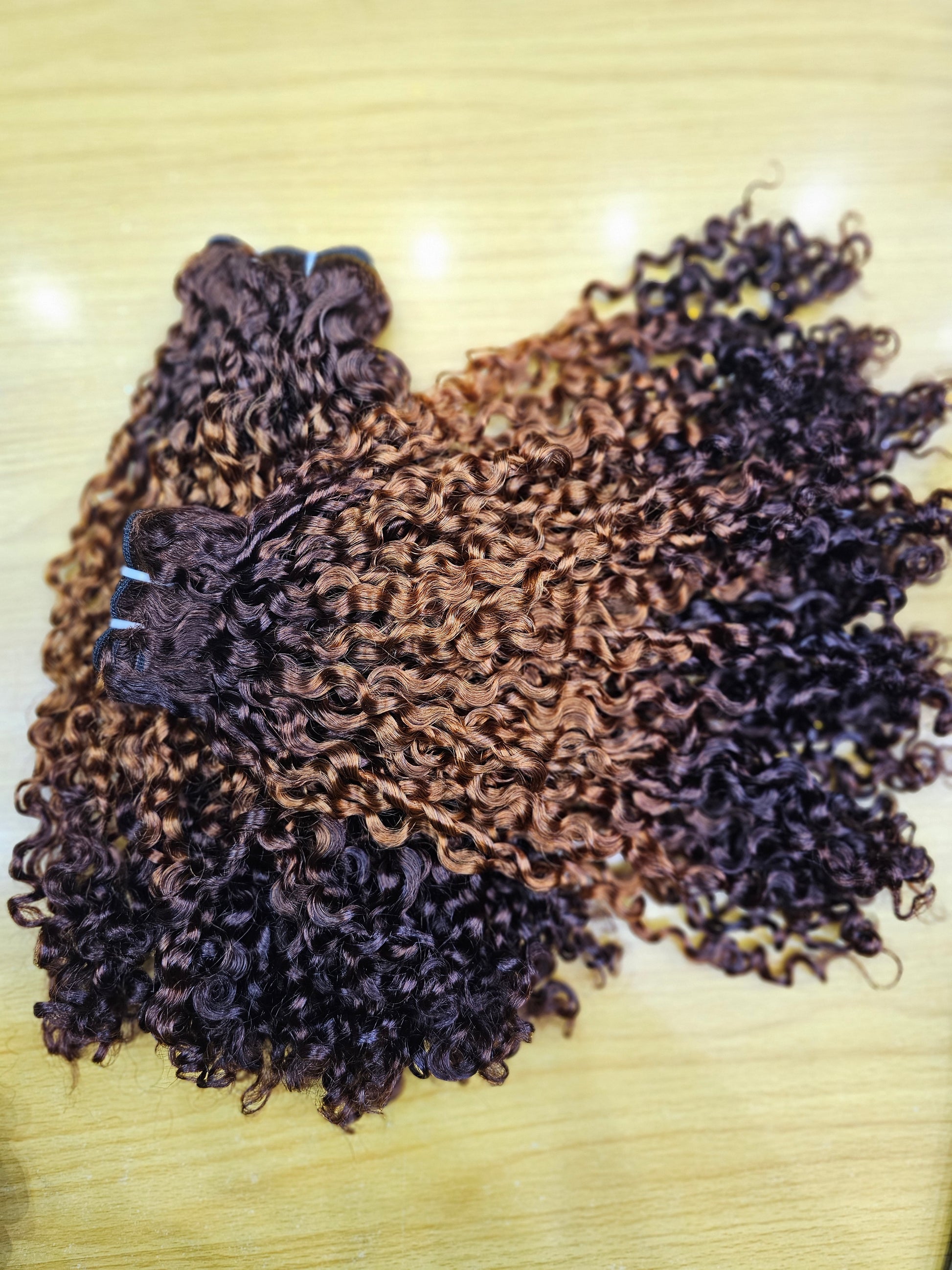 Best Quality Brown Highlight Curly Human Hair Bundles Premium Vietnami - Natural Hair and Wigs