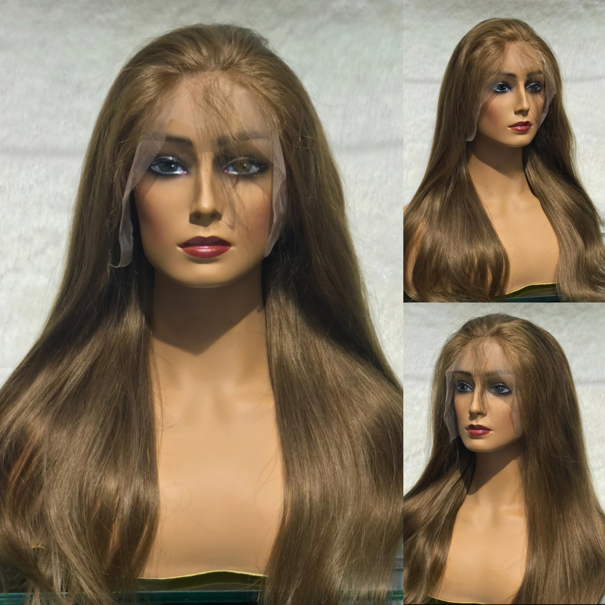 Italian Human Hair Ash Brown Wig Human Hair Golden Brown Wig - Natural Hair and Wigs