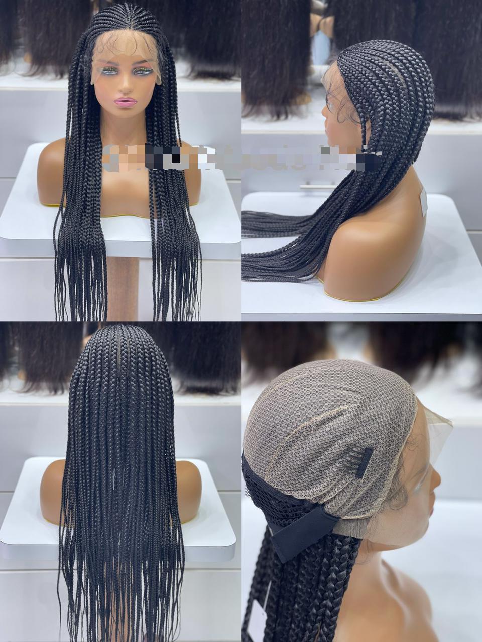 Handmade Glueless Box Braids Heat Resistant Synthetic Wig with Baby Hair