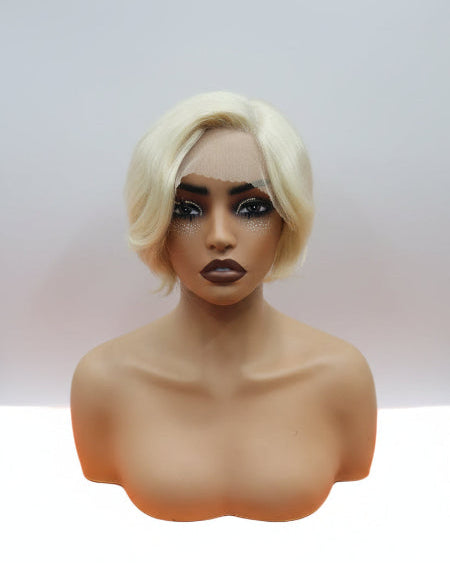 613 Pixie Cut Wig. 
Bleach blonde pixie cut lace front. 
buy blonde pixie cut wig dubai. 
613 pixie cut wig dubai. 
Pre-cut glueless short blonde human hair wig side profile. 
Close-up shot of soft platinum 613 blonde hair texture and waves. 