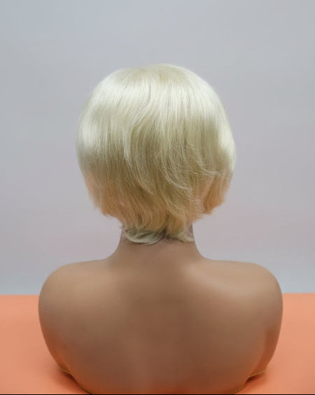 613 short bob wig. 
short blonde human hair wig uae. 
buy real human hair wigs online dubai. 
Short retro finger wave blonde wig for luxury styling in Dubai. 
Breathable glueless wig cap interior with adjustable security straps. 