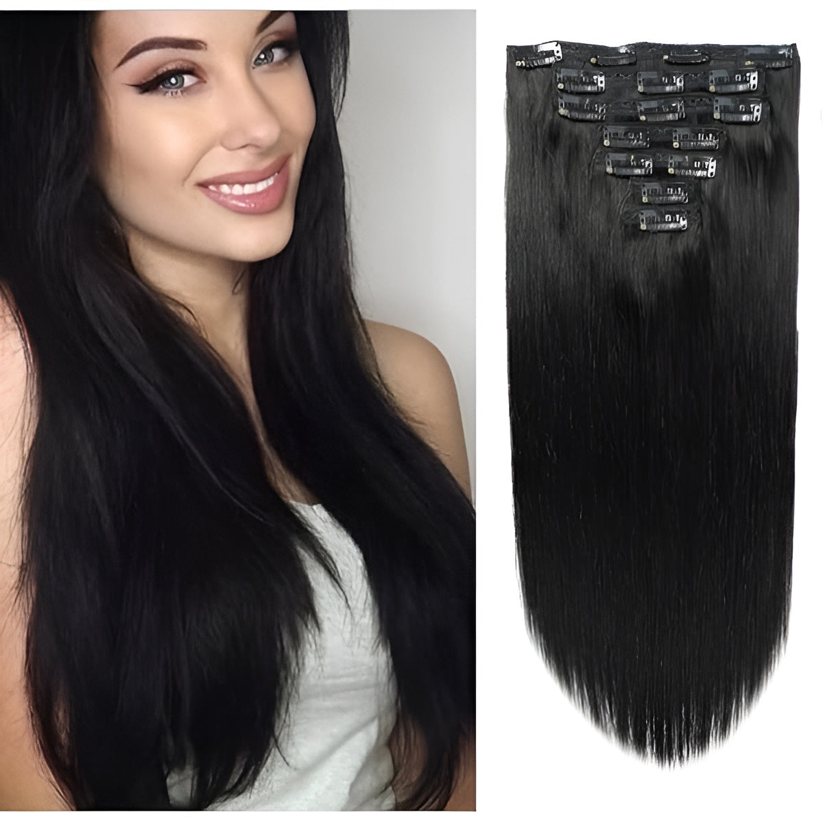 Clip Hair Extensions Peruvian Human Hair Clip On Extensions - Natural Hair and Wigs
