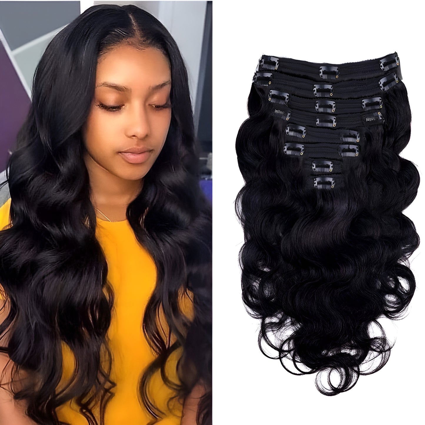 Clip Hair Extensions Peruvian Human Hair Clip On Extensions - Natural Hair and Wigs