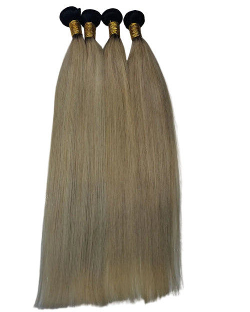 Balayage Blonde Human Hair Weave. 
Raw Human Hair Rooted Blonde Bundles. 
100% Virgin Hair Dark Root Blonde Weave. 
Premium 613 blonde hair bundle with natural black shadow root. 
Straight ombre blonde weave bundle for hair extensions Dubai. 