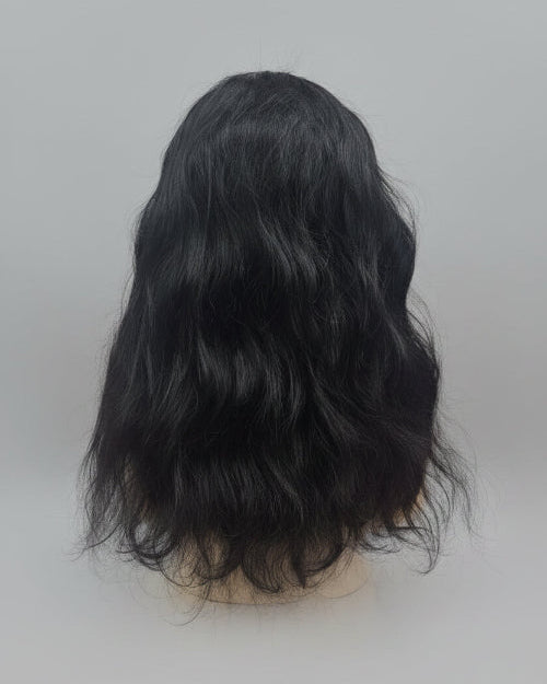 Beginner Friendly Headband Wig Human Hair. 
180 density body wave headband wig. 
24 inch body wave headband wig. 
Human hair headband wig back view. 
Glueless body wave wig with headband. 