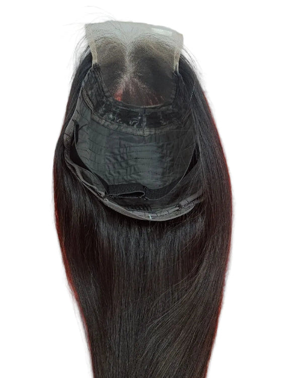 Inside cap construction of glueless 4x4 HD closure wig with adjustable straps and secure combs