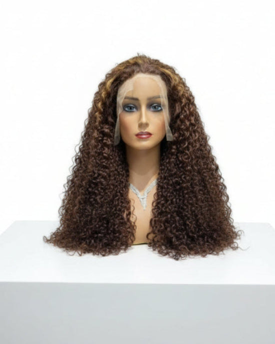 Best Ombre Curly Lace Front Wig showcasing natural hairline and defined curls on a mannequin