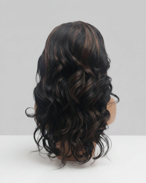 Body Wave Caramel Highlight Wig. 
caramel highlight wig. 
1b 30 highlight wig. 
piano color wig human hair. 
Pre-Plucked HD Lace Frontal Body Wave Wig with Caramel Highlights