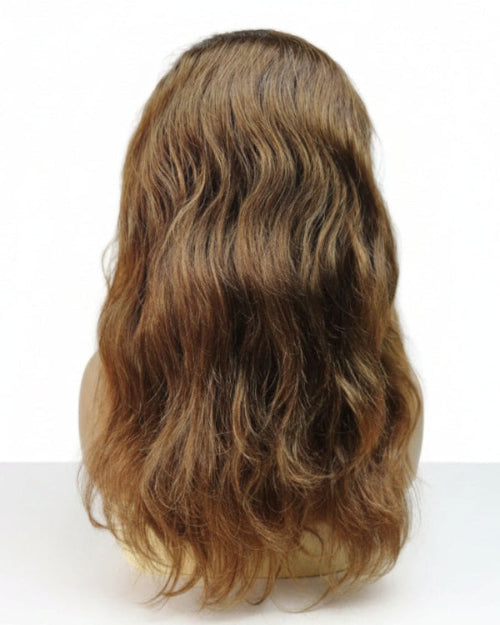 Pre-plucked 13x4 transparent HD lace frontal on dark brown body wave wig Dubai