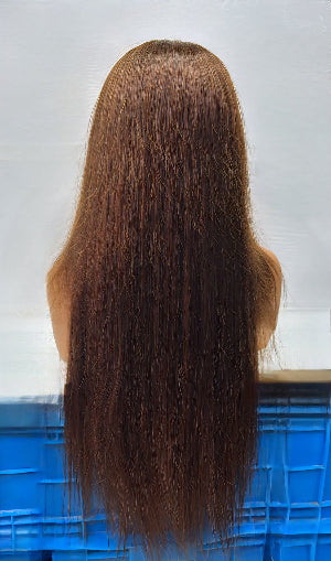 Luxury Brown Human Hair Wig with full volume and thickness