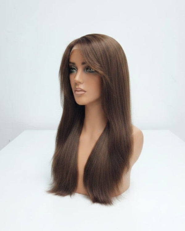 Brown Straight Lace Wig with Natural Centre Part