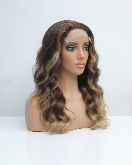 Caramel Highlight Body Wave Lace Wig.  
Pre-plucked HD lace front wig highlight. 
HD invisible lace front wig. 

