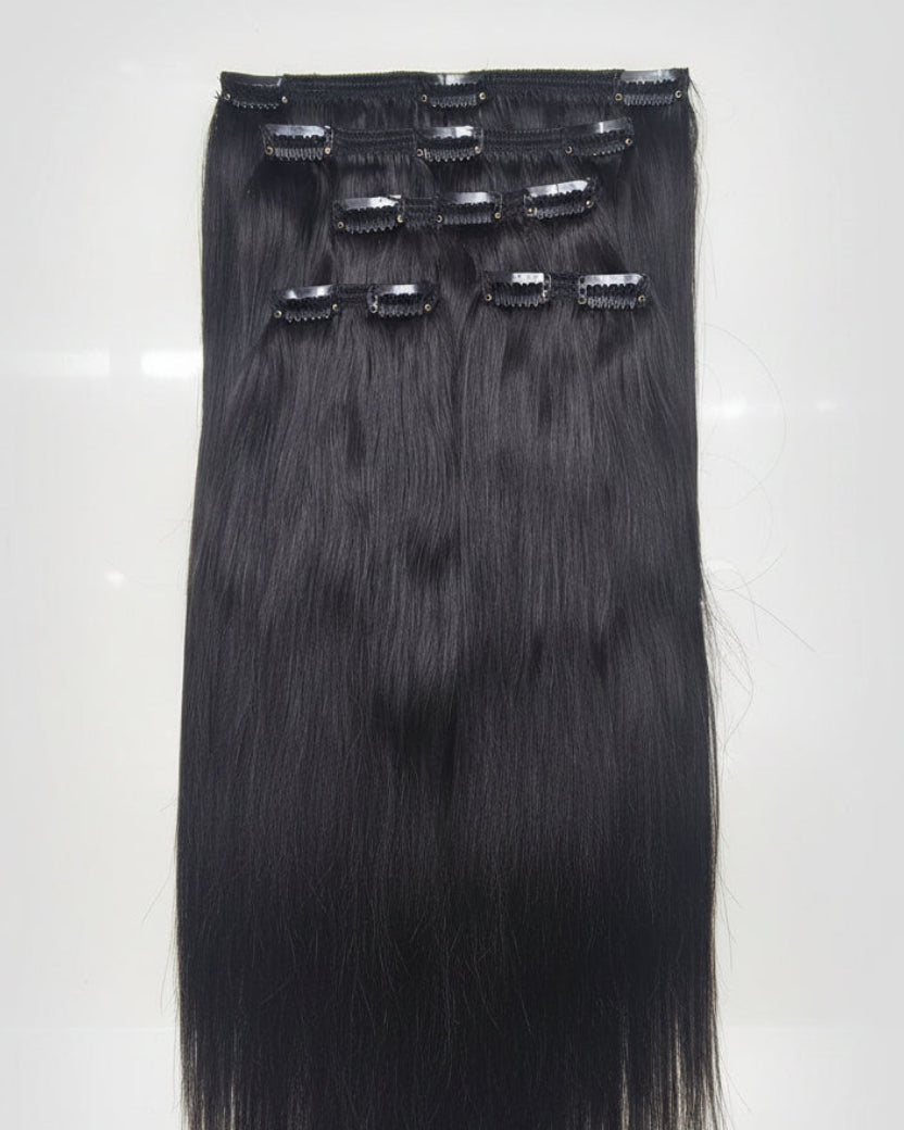 Thin hair vs thick voluminous hair using natural clip-in extensions