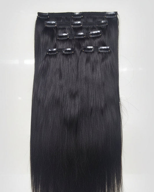 Thin hair vs thick voluminous hair using natural clip-in extensions