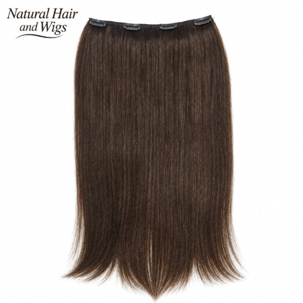 Brown Clip in Extensions for fuller everyday hairstyles.