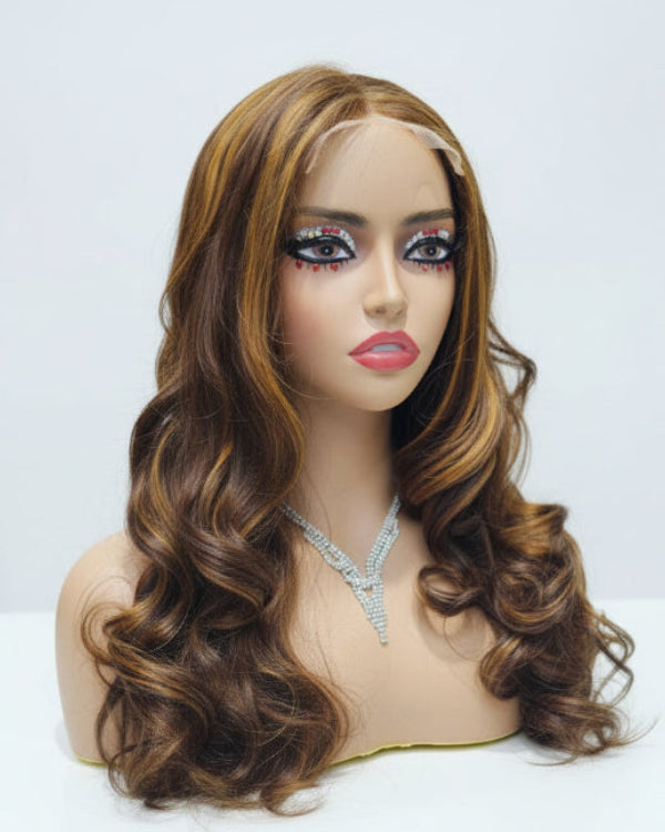 Color 4 27 HD Lace Wig with body wave texture