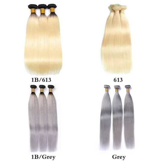 Bundle Hair Weft Virgin Italian Blonde & Gray Bundles Human Hair Extensions