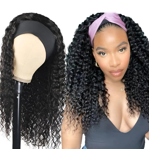 Curly Headband Wig Italian Human Hair Curly Headband Wig for Women - Natural Hair and Wigs